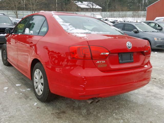 3VW2K7AJ6EM224877 - 2014 VOLKSWAGEN JETTA BASE RED photo 3