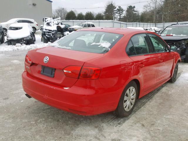 3VW2K7AJ6EM224877 - 2014 VOLKSWAGEN JETTA BASE RED photo 4