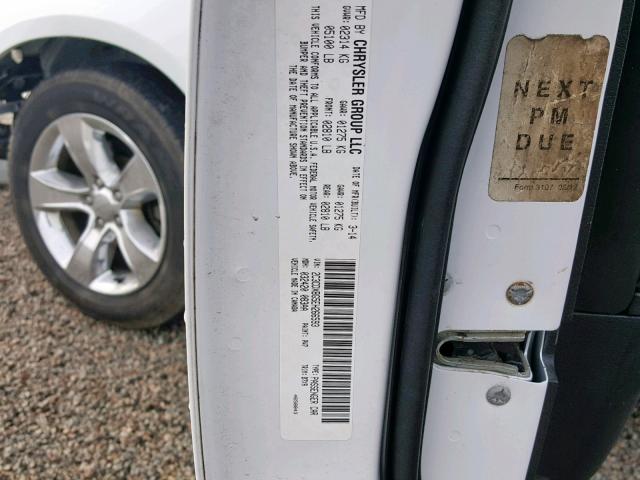 2C3CDXBG5EH266593 - 2014 DODGE CHARGER SE WHITE photo 10