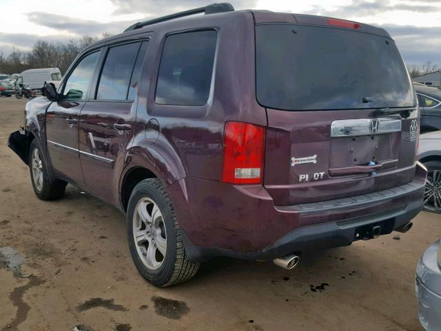 5FNYF4H78CB059975 - 2012 HONDA PILOT EXLN BURGUNDY photo 3