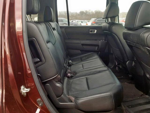 5FNYF4H78CB059975 - 2012 HONDA PILOT EXLN BURGUNDY photo 6