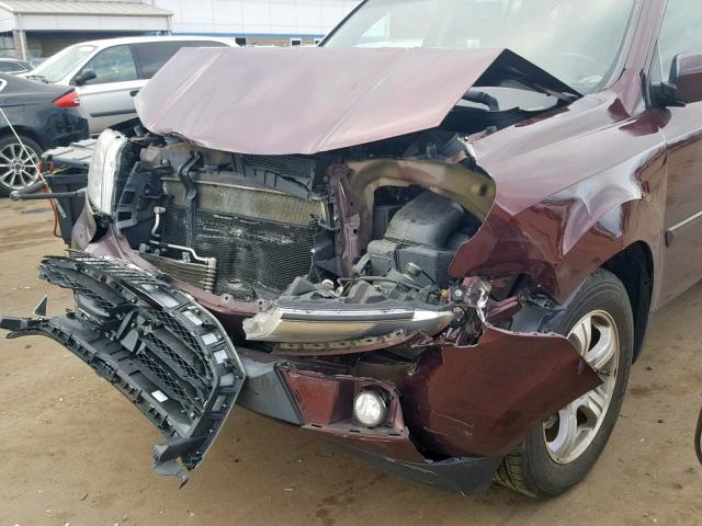 5FNYF4H78CB059975 - 2012 HONDA PILOT EXLN BURGUNDY photo 9