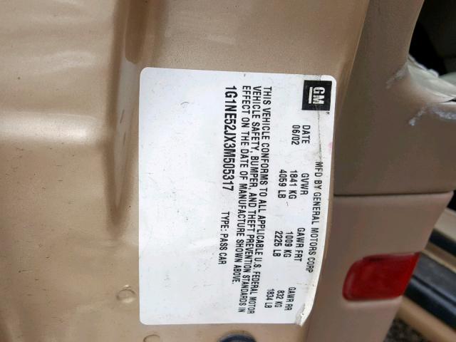 1G1NE52JX3M505317 - 2003 CHEVROLET MALIBU LS Qızıl foto 10