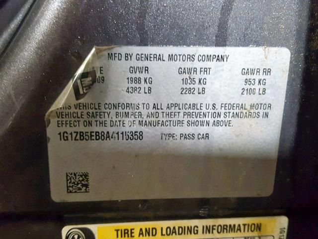 1G1ZB5EB8A4115358 - 2010 CHEVROLET MALIBU LS Boz foto 10