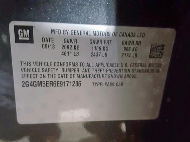 2G4GM5ER6E9171206 - 2014 BUICK REGAL PREM GRAY photo 10