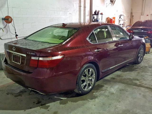 JTHBL46F085068556 - 2008 LEXUS LS 460 MAROON photo 4