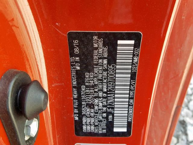 JF1ZNAA12H9700895 - 2017 TOYOTA 86 BASE RED photo 10