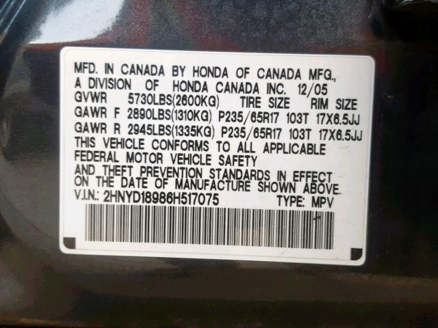 2HNYD18986H517075 - 2006 ACURA MDX TOURIN GREEN photo 10