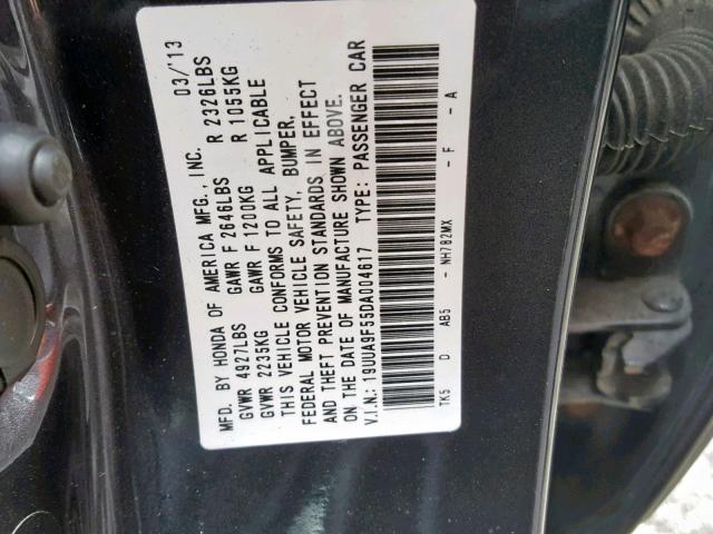 19UUA9F55DA004617 - 2013 ACURA TL TECH GRAY photo 10