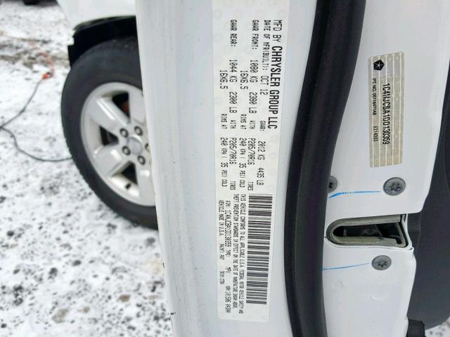 1C4NJCBA1DD130359 - 2013 JEEP COMPASS SP თეთრი ფოტო 10