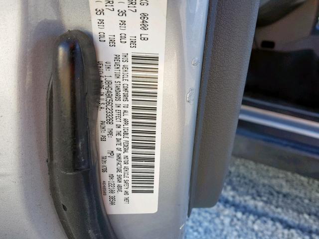 1J8HG48K56C233268 - 2006 JEEP COMMANDER SILVER photo 10