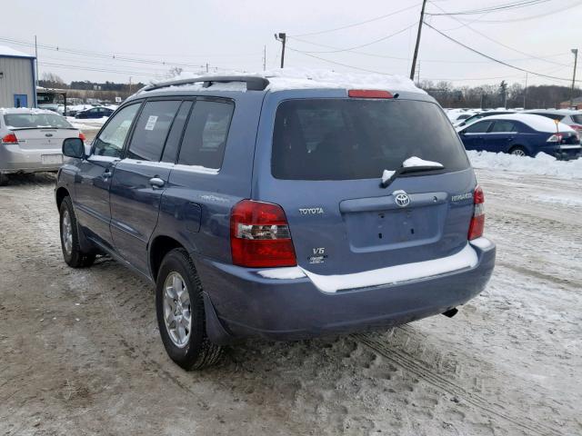 JTEDP21AX40039728 - 2004 TOYOTA HIGHLANDER BLUE photo 3