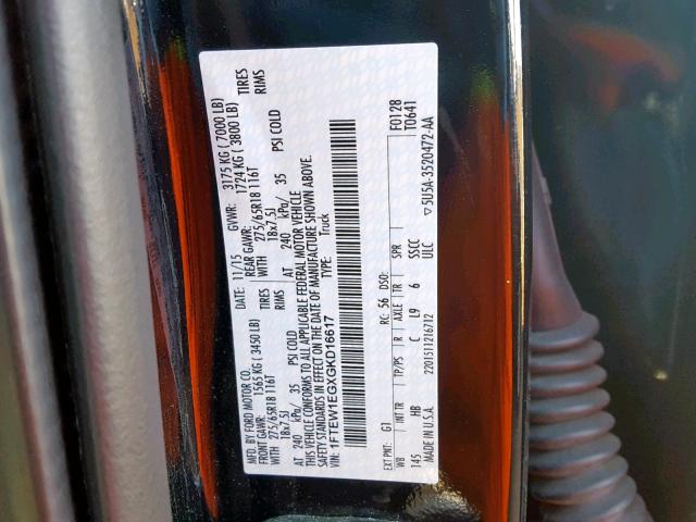 1FTEW1EGXGKD16617 - 2016 FORD F150 SUPER BLACK photo 10