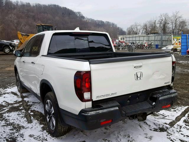 5FPYK3F78KB001346 - 2019 HONDA RIDGELINE WHITE photo 3