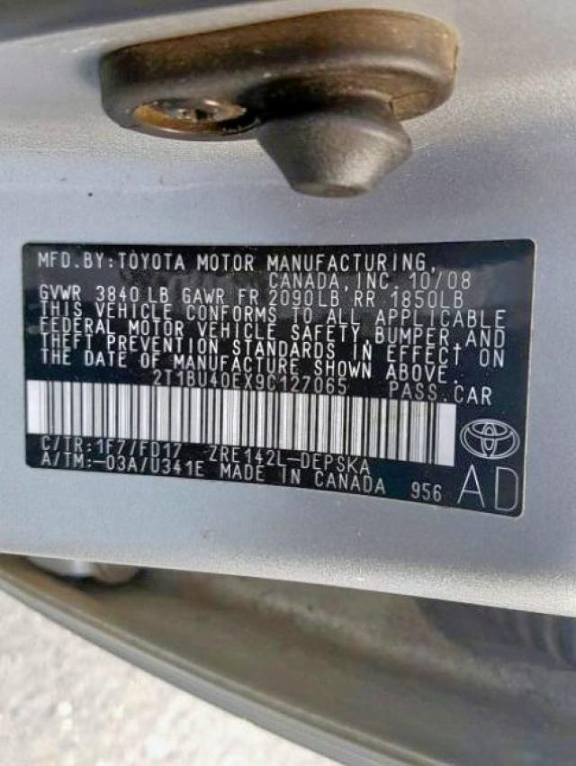 2T1BU40EX9C127065 - 2009 TOYOTA COROLLA BA SILVER photo 10