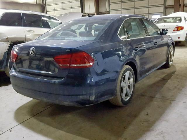 1VWBP7A3XDC102574 - 2013 VOLKSWAGEN PASSAT SE BLUE photo 4