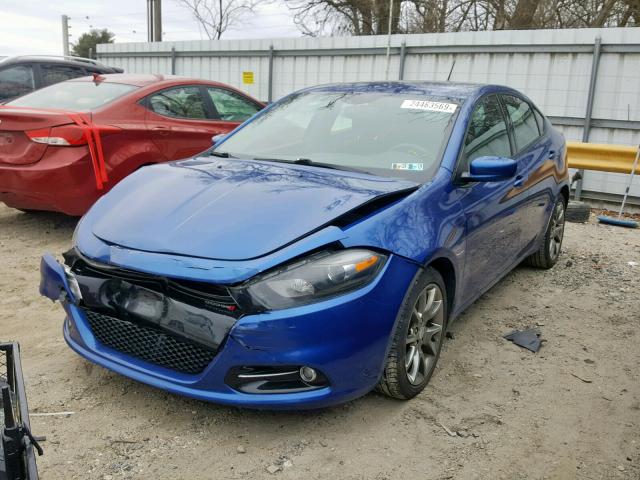 1C3CDFBBXED831755 - 2014 DODGE DART SXT BLUE photo 2