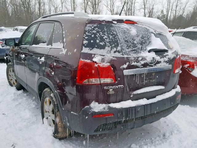 5XYKT4A16BG124074 - 2011 KIA SORENTO BA BURGUNDY photo 3