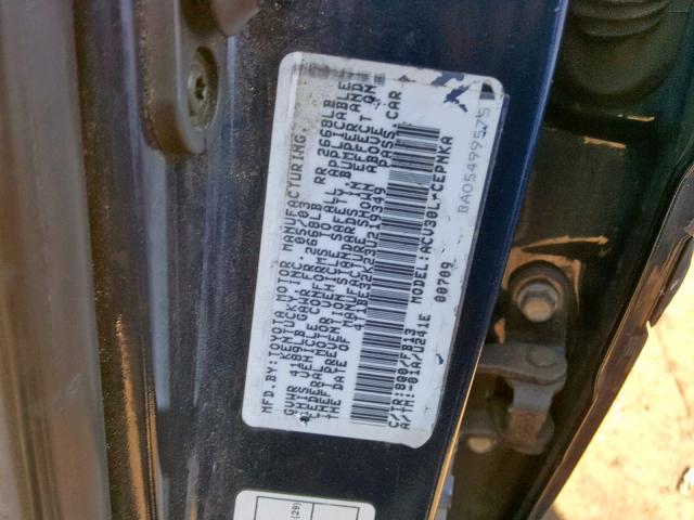 4T1BE32K23U219349 - 2003 TOYOTA CAMRY LE BLUE photo 10