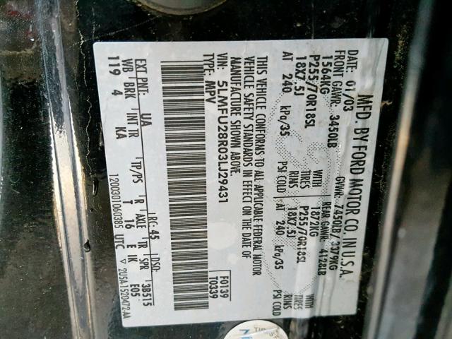 5LMFU28R03LJ29431 - 2003 LINCOLN NAVIGATOR Qara foto 10