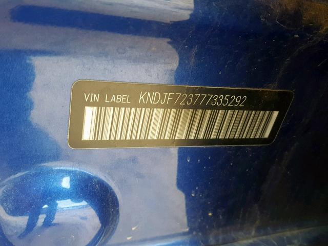 KNDJF723777335292 - 2007 KIA SPORTAGE E BLUE photo 10