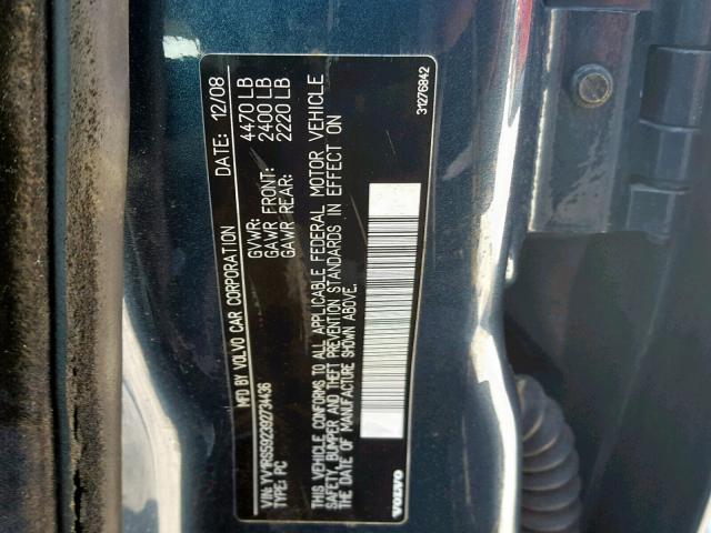 YV1RS592392734436 - 2009 VOLVO S60 2.5T BLUE photo 10