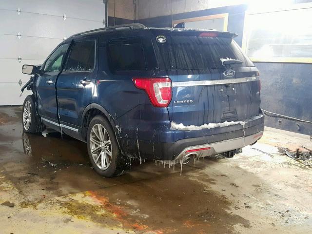 1FM5K8F88HGA16697 - 2017 FORD EXPLORER L BLUE photo 3