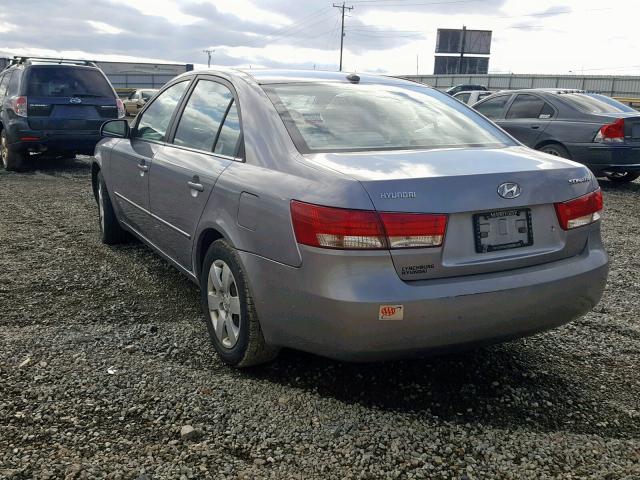 5NPET46C48H347805 - 2008 HYUNDAI SONATA GLS GRAY photo 3