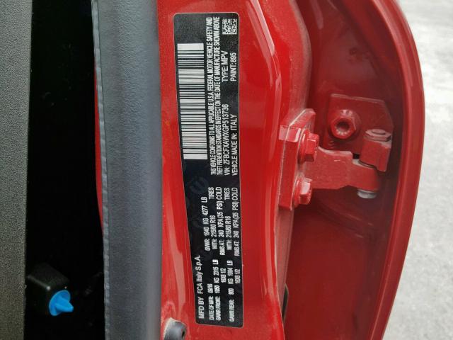 ZFBCFXAWXGP513736 - 2016 FIAT 500X POP RED photo 10