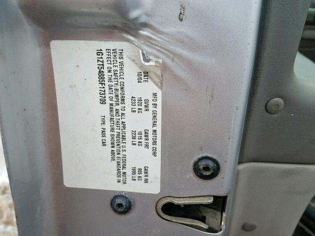 1G1ZT54885F173709 - 2005 CHEVROLET MALIBU LS Gümüş foto 10