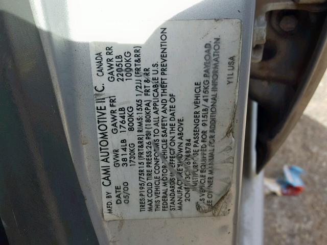 2CNBE13C3Y6948784 - 2000 CHEVROLET TRACKER GRAY photo 10