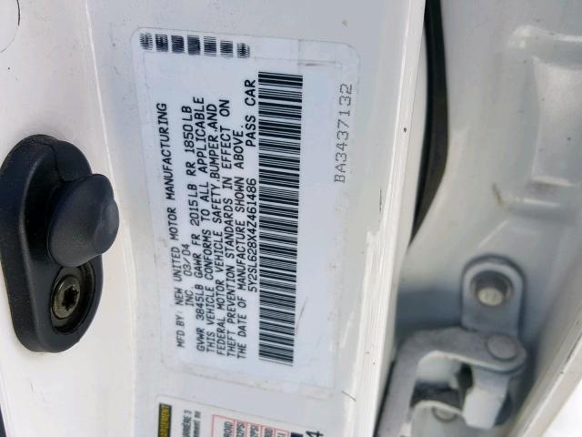 5Y2SL628X4Z461486 - 2004 PONTIAC VIBE WHITE photo 10