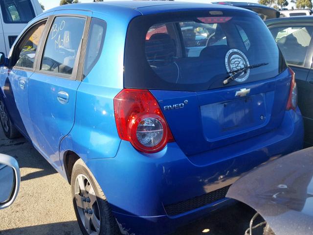 KL1TD66E49B307378 - 2009 CHEVROLET AVEO LS BLUE photo 3