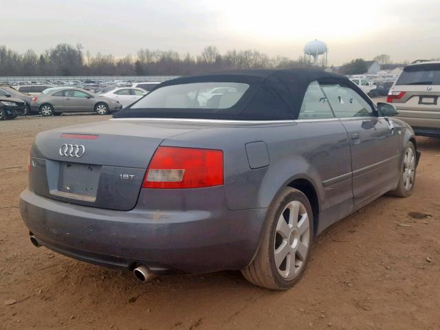 WAUAC48H43K021310 - 2003 AUDI A4 1.8 CAB GRAY photo 4