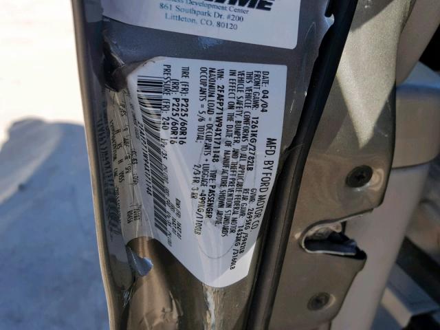 2FAFP71W94X171148 - 2004 FORD CROWN VICT GRAY photo 10