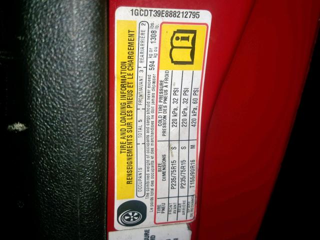 1GCDT39E888212795 - 2008 CHEVROLET COLORADO L RED photo 10