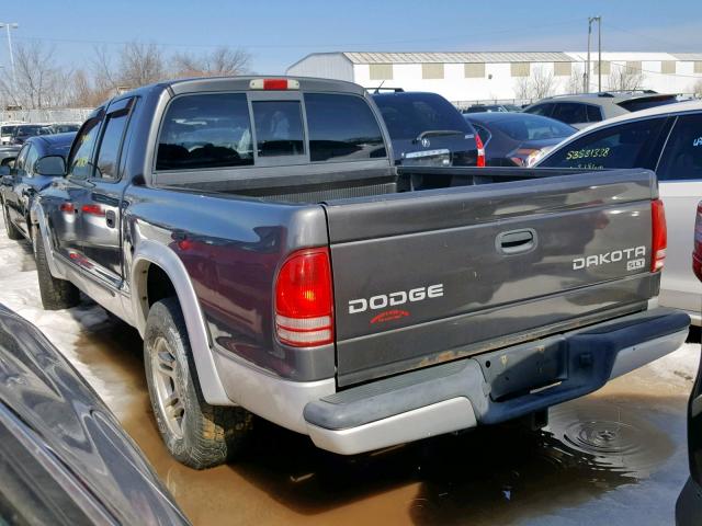 1D7HL48K44S674935 - 2004 DODGE DAKOTA QUA GRAY photo 3