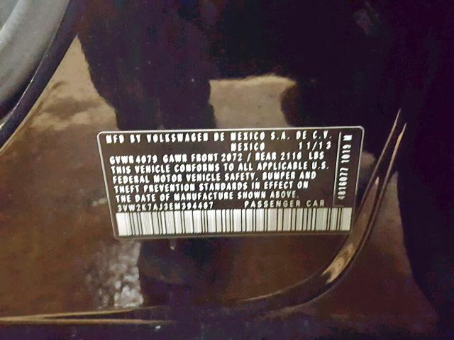 3VW2K7AJ3EM394467 - 2014 VOLKSWAGEN JETTA BASE Սև լուսանկար 10