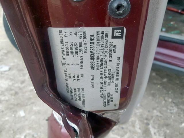 1GNDV23WX8D132581 - 2008 CHEVROLET UPLANDER L Bənövşəyi foto 10