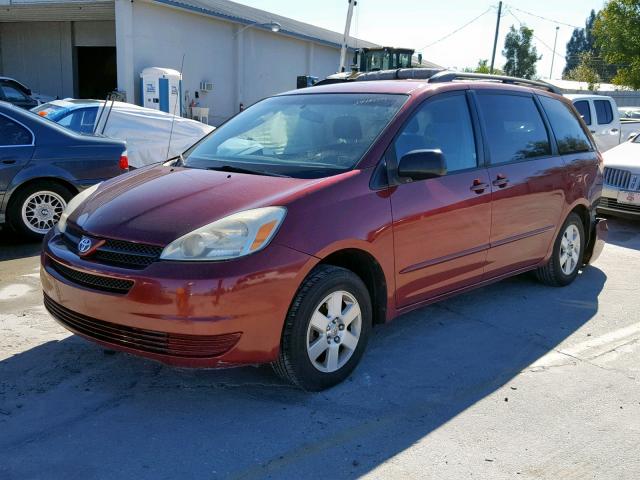 5TDZA23C55S344269 - 2005 TOYOTA SIENNA CE MAROON photo 2