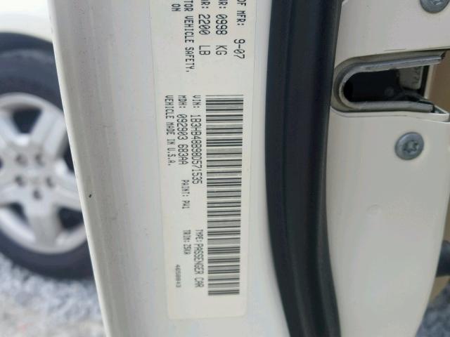 1B3HB48B98D571535 - 2008 DODGE CALIBER SX CREAM photo 10