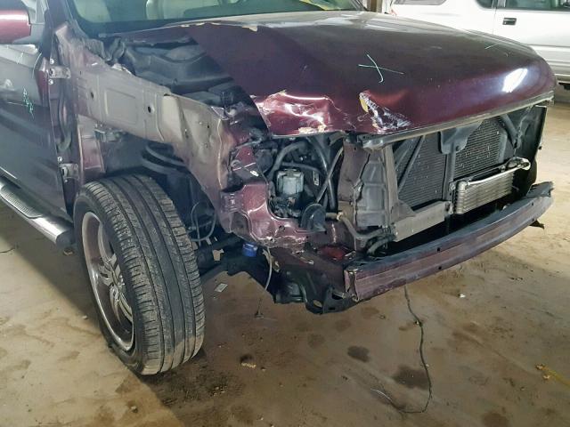 2HJYK16507H504927 - 2007 HONDA RIDGELINE BURGUNDY photo 9