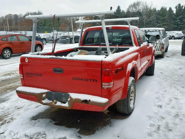 1D7HG32KX4S700607 - 2004 DODGE DAKOTA SPO RED photo 4