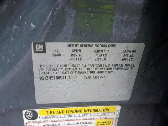 1G1ZH57B694101658 - 2009 CHEVROLET MALIBU 1LT GRAY photo 10