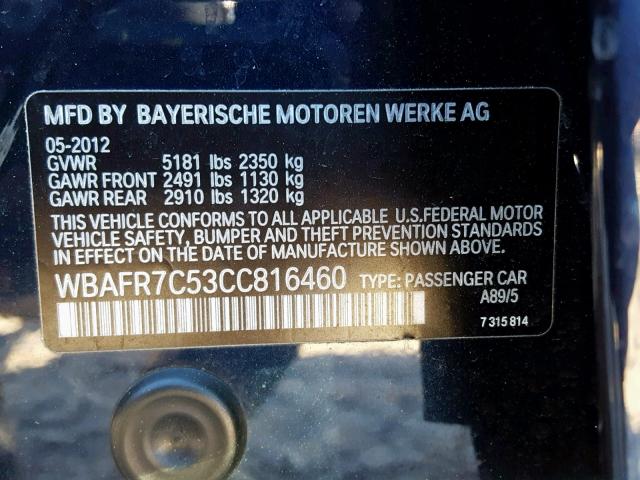 WBAFR7C53CC816460 - 2012 BMW 535 I BLUE photo 10