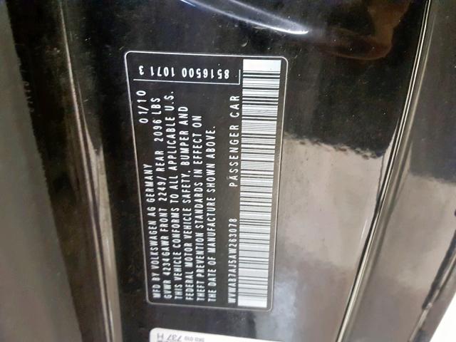 WVWAB7AJ5AW263078 - 2010 VOLKSWAGEN GOLF 黑色 照片 10