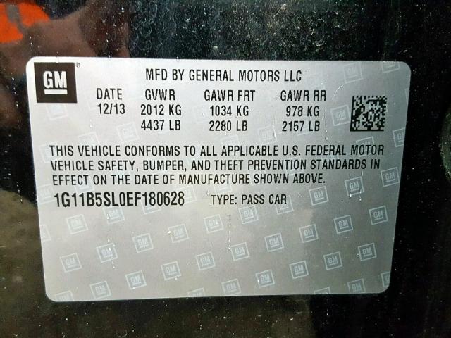 1G11B5SL0EF180628 - 2014 CHEVROLET MALIBU LS BLACK photo 10