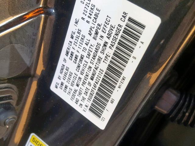 19UUB2F54FA020105 - 2015 ACURA TLX TECH BLACK photo 10