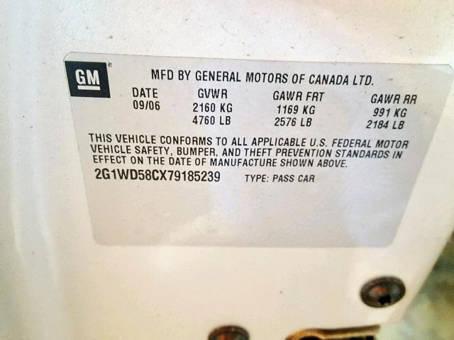 2G1WD58CX79185239 - 2007 CHEVROLET IMPALA SUP 银色 照片 10