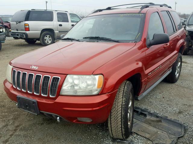 1J8GW68J12C171413 - 2002 JEEP GRAND CHER RED photo 2